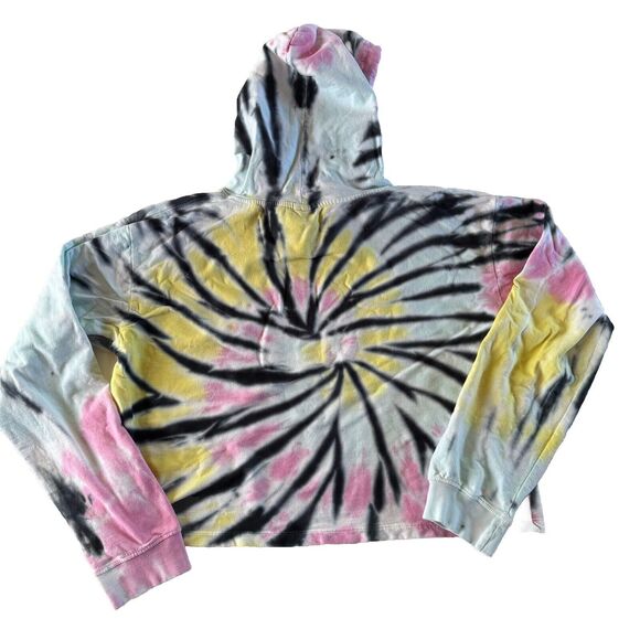 Sunset Glow Tie Dye Crop Hoodie Sweatshirt Size L Twisted Lemon - Picture 3 of 10